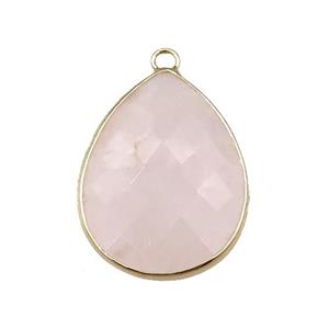 rose quartz pendant, faceted teardrop, approx 18-25mm [GM15677]