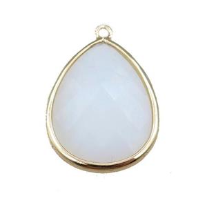 white Opalite pendant, faceted teardrop, approx 18-25mm [GM15678]