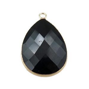 black Onyx Agate pendant, faceted teardrop, approx 18-25mm [GM15680]