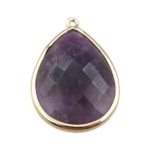 purple Amethyst pendant, faceted teardrop, approx 18-25mm [GM15681]