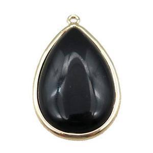 black Onyx Agate teardrop pendant, approx 20-30mm [GM15687]