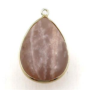 peach MoonStone teardrop pendant, approx 20-30mm [GM15688]
