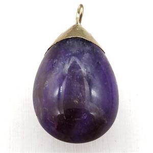 Amethyst teardrop pendant, gold plated, approx 20-30mm [GM15701]