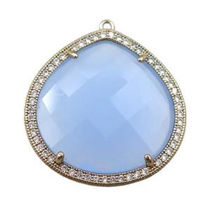 blue cats eye stone peandant paved rhonestone, faceted teardrop, approx 27mm [GM15719]