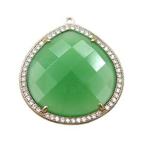 green cats eye stone peandant paved rhonestone, faceted teardrop, approx 27mm [GM15720]