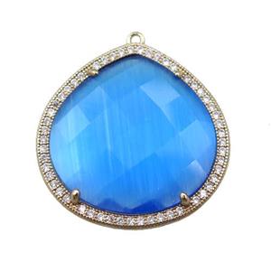 skyblue cats eye stone peandant paved rhonestone, faceted teardrop, approx 27mm [GM15724]