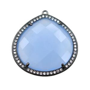 blue cats eye stone peandant paved rhonestone, faceted teardrop, approx 27mm [GM15730]