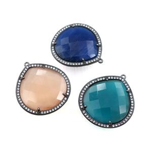 cats eye stone peandant paved rhonestone, faceted teardrop, mixed color, approx 27mm [GM15737]