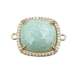 Amazonite connector pave rhinestone, faceted square, approx 18mm [GM15766]