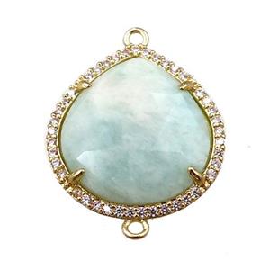 Amazonite connector pave rhinestone, faceted teardrop, approx 20-22mm [GM15767]