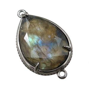 Labradorite connector, faceted teardrop, approx 20-28mm [GM15777]