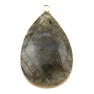 Labradorite pendant, faceted teardrop, approx 20-30mm [GM15779]