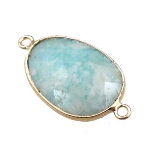 green Amazonite connector, faceted oval, approx 16-22mm [GM15783]