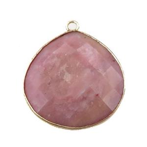 pink Rhodonite pendant, faceted teardrop, gold plated, approx 25mm [GM15786]