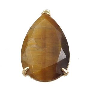 Tiger eye stone pendant, faceted teardrop, approx 18-30mm [GM15792]