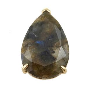 Labradorite pendant, faceted teardrop, approx 18-30mm [GM15793]