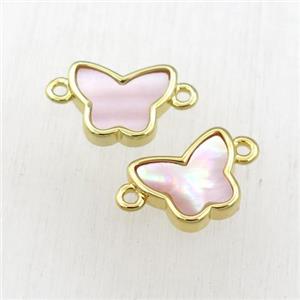 pink Queen Shell butterfly connector, gold plated, approx 10-12mm [GM15897]