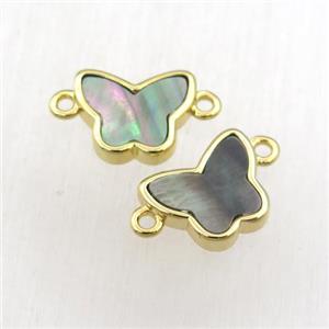 gray Abalone Shell butterfly connector, gold plated, approx 10-12mm [GM15898]