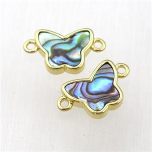 Abalone Shell butterfly connector, gold plated, approx 10-12mm [GM15899]