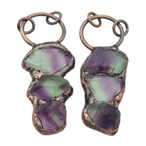 Multicolor Fluorite Nugget Pendant Antique Red, approx 20-60mm [GM15909]