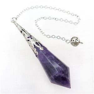 Amethyst pendulum pendant, approx 17-70mm, chain: 16cm length [GM15916]