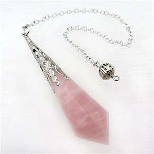 Rose Quartz pendulum pendant, approx 17-70mm, chain: 16cm length [GM15917]