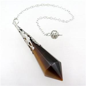 tiger eye stone pendulum pendant, approx 17-70mm, chain: 16cm length [GM15920]