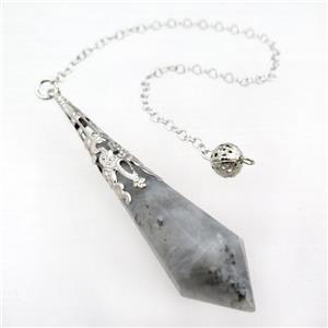 Labradorite pendulum pendant, approx 17-70mm, chain: 16cm length [GM15922]