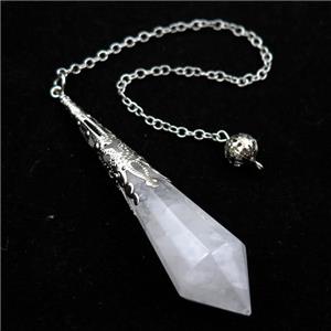Clear Quartz pendulum pendant, approx 17-70mm, chain: 16cm length [GM15924]
