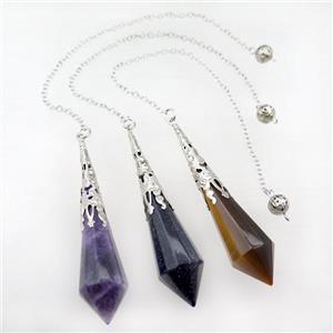 mix Gemstone pendulum pendant, approx 17-70mm, chain: 16cm length [GM15925]