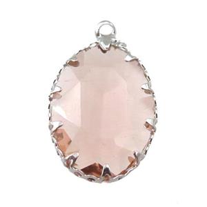 crystal glass oval pendant, platinum plated, approx 14-19mm [GM15950]