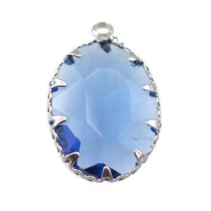 lt.blue crystal glass oval pendant, platinum plated, approx 14-19mm [GM15952]