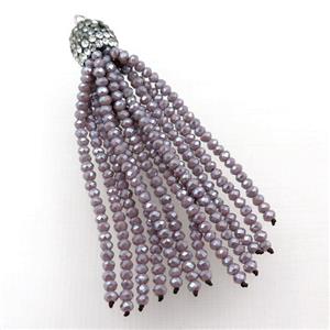 Tassel pendant with purple crystal glass, approx 12mm, 60mm length [GM15985]