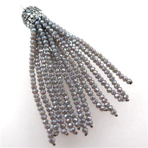 Tassel pendant with crystal glass, approx 12mm, 60mm length [GM15986]