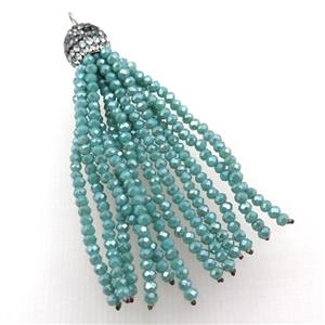 Tassel pendant with green crystal glass, approx 12mm, 60mm length [GM15987]