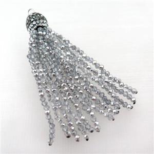 Tassel pendant with crystal glass, approx 12mm, 60mm length [GM15991]