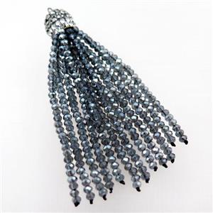 Tassel pendant with crystal glass, approx 12mm, 60mm length [GM15992]