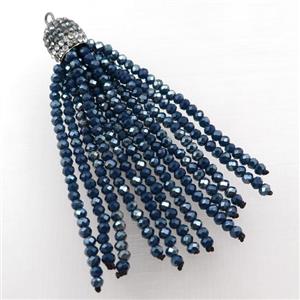Tassel pendant with crystal glass, approx 12mm, 60mm length [GM15995]