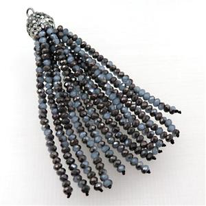 Tassel pendant with crystal glass, approx 12mm, 60mm length [GM15997]
