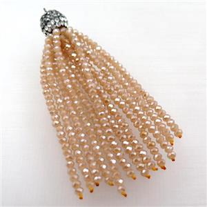 Tassel pendant with champagne crystal glass, approx 12mm, 60mm length [GM15999]