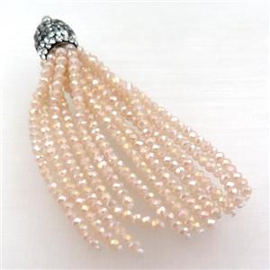 Tassel pendant with champagne crystal glass, approx 12mm, 60mm length [GM16001]