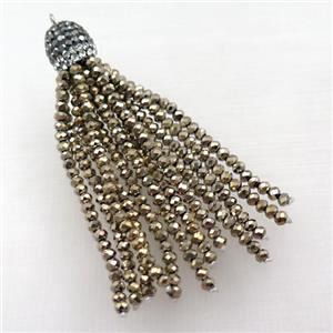 Tassel pendant with gold crystal glass, approx 12mm, 60mm length [GM16005]