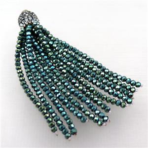 Tassel pendant with blue crystal glass, approx 12mm, 60mm length [GM16008]
