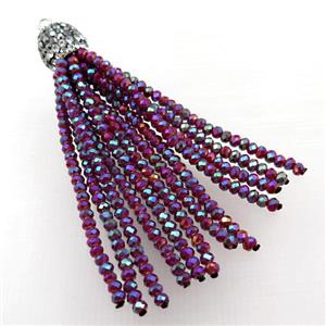Tassel pendant with red crystal glass, approx 12mm, 60mm length [GM16009]
