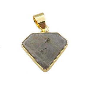 gray Labradorite diamond pendant, approx 14-16mm [GM16025]