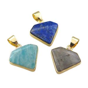 mix Gemstone diamond pendant, approx 14-16mm [GM16026]