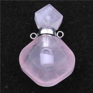 Rose Quartz perfume bottle pendant, approx 16-27mm [GM16035]