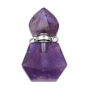 Amethyst perfume bottle pendant, approx 16-27mm [GM16039]