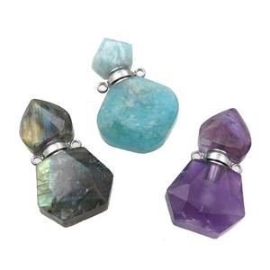 mix Gemstone perfume bottle pendant, approx 16-27mm [GM16040]