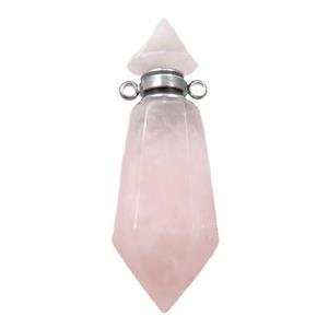 Rose Quartz perfume bottle pendant, approx 17-41mm [GM16061]